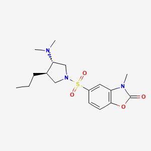 molecular formula C17H25N3O4S B5553674 5-{[(3S*,4R*)-3-(二甲氨基)-4-丙基-1-吡咯烷基]磺酰基}-3-甲基-1,3-苯并恶唑-2(3H)-酮 