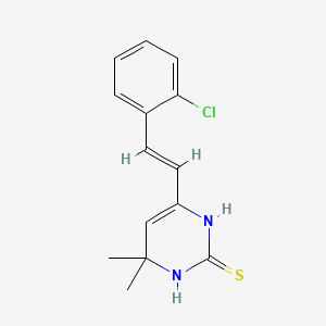 molecular formula C14H15ClN2S B5553696 6-[2-(2-氯苯基)乙烯基]-4,4-二甲基-3,4-二氢-2(1H)-嘧啶硫酮 