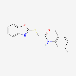 molecular formula C17H16N2O2S B5553778 2-(1,3-苯并恶唑-2-基硫代)-N-(2,5-二甲苯基)乙酰胺 