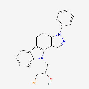 molecular formula C22H20BrN3O B5553783 1-溴-3-(3-苯基-4,5-二氢吡唑并[4,3-a]咔唑-10(3H)-基)-2-丙醇 CAS No. 864387-62-2