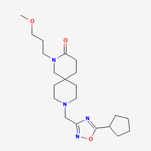 molecular formula C21H34N4O3 B5553794 9-[(5-cyclopentyl-1,2,4-oxadiazol-3-yl)methyl]-2-(3-methoxypropyl)-2,9-diazaspiro[5.5]undecan-3-one 
