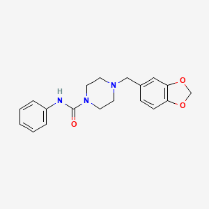 molecular formula C19H21N3O3 B5553816 4-(1,3-benzodioxol-5-ylmethyl)-N-phenyl-1-piperazinecarboxamide 