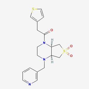 molecular formula C18H21N3O3S2 B5553842 (4aR*,7aS*)-1-(pyridin-3-ylmethyl)-4-(3-thienylacetyl)octahydrothieno[3,4-b]pyrazine 6,6-dioxide 