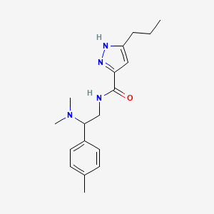 molecular formula C18H26N4O B5553848 N-[2-(二甲氨基)-2-(4-甲基苯基)乙基]-3-丙基-1H-吡唑-5-甲酰胺 