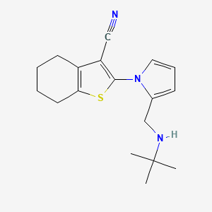 molecular formula C18H23N3S B5553851 2-{2-[(tert-butylamino)methyl]-1H-pyrrol-1-yl}-4,5,6,7-tetrahydro-1-benzothiophene-3-carbonitrile 