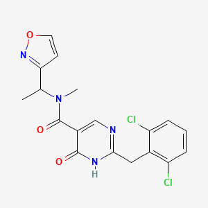 molecular formula C18H16Cl2N4O3 B5553856 2-(2,6-dichlorobenzyl)-4-hydroxy-N-(1-isoxazol-3-ylethyl)-N-methylpyrimidine-5-carboxamide 