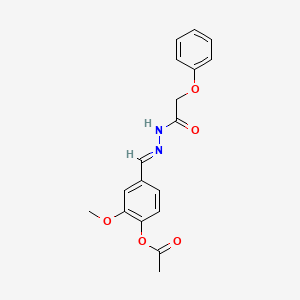 molecular formula C18H18N2O5 B5553874 2-methoxy-4-[2-(phenoxyacetyl)carbonohydrazonoyl]phenyl acetate 