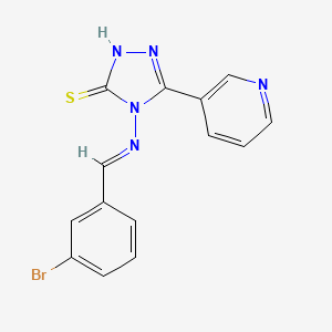 molecular formula C14H10BrN5S B5553885 4-[(3-溴苯亚甲基)氨基]-5-(3-吡啶基)-4H-1,2,4-三唑-3-硫醇 