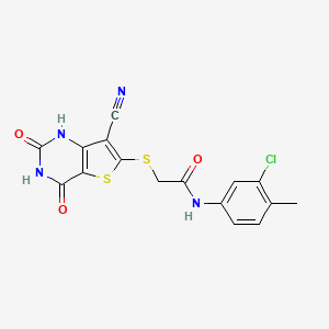 molecular formula C16H11ClN4O3S2 B5553889 N-(3-氯-4-甲基苯基)-2-[(7-氰基-4-羟基-2-氧代-1,2-二氢噻吩并[3,2-d]嘧啶-6-基)硫代]乙酰胺 