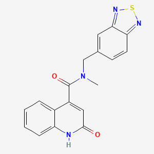 molecular formula C18H14N4O2S B5553895 N-(2,1,3-benzothiadiazol-5-ylmethyl)-N-methyl-2-oxo-1,2-dihydro-4-quinolinecarboxamide 