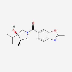 (3R*,4R*)-3-isopropyl-4-methyl-1-[(2-methyl-1,3-benzoxazol-6-yl)carbonyl]pyrrolidin-3-ol
