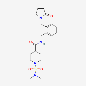 molecular formula C20H30N4O4S B5553925 1-[(dimethylamino)sulfonyl]-N-{2-[(2-oxo-1-pyrrolidinyl)methyl]benzyl}-4-piperidinecarboxamide 