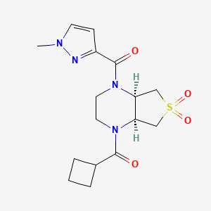 molecular formula C16H22N4O4S B5553930 （4aR*,7aS*）-1-(环丁基羰基)-4-[(1-甲基-1H-吡唑-3-基)羰基]八氢噻吩[3,4-b]吡嗪 6,6-二氧化物 