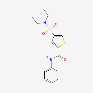 molecular formula C15H18N2O3S2 B5553951 4-[(diethylamino)sulfonyl]-N-phenyl-2-thiophenecarboxamide 