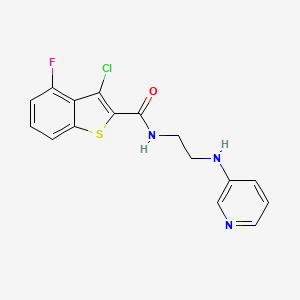 molecular formula C16H13ClFN3OS B5553962 3-氯-4-氟-N-[2-(3-吡啶氨基)乙基]-1-苯并噻吩-2-甲酰胺 