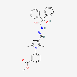 molecular formula C29H27N3O4 B5553966 methyl 3-(3-{2-[hydroxy(diphenyl)acetyl]carbonohydrazonoyl}-2,5-dimethyl-1H-pyrrol-1-yl)benzoate 