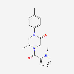 molecular formula C18H21N3O2 B5553979 5-methyl-1-(4-methylphenyl)-4-[(1-methyl-1H-pyrrol-2-yl)carbonyl]-2-piperazinone 