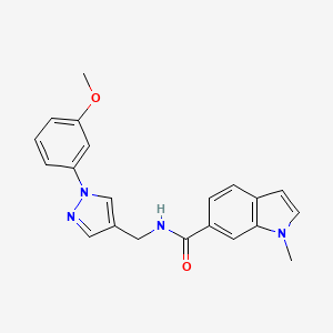 molecular formula C21H20N4O2 B5553980 N-{[1-(3-甲氧基苯基)-1H-吡唑-4-基]甲基}-1-甲基-1H-吲哚-6-甲酰胺 
