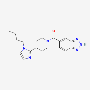 molecular formula C19H24N6O B5553987 5-{[4-(1-丁基-1H-咪唑-2-基)-1-哌啶基]羰基}-1H-1,2,3-苯并三唑 