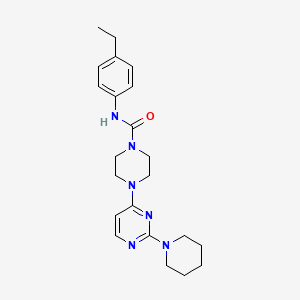 molecular formula C22H30N6O B5553989 N-(4-乙基苯基)-4-[2-(1-哌啶基)-4-嘧啶基]-1-哌嗪甲酰胺 