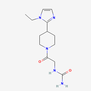 molecular formula C13H21N5O2 B5553999 N-{2-[4-(1-ethyl-1H-imidazol-2-yl)-1-piperidinyl]-2-oxoethyl}urea 