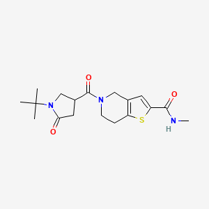 molecular formula C18H25N3O3S B5554007 5-[(1-tert-butyl-5-oxo-3-pyrrolidinyl)carbonyl]-N-methyl-4,5,6,7-tetrahydrothieno[3,2-c]pyridine-2-carboxamide 