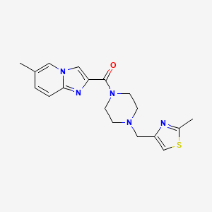 molecular formula C18H21N5OS B5554036 6-甲基-2-({4-[(2-甲基-1,3-噻唑-4-基)甲基]-1-哌嗪基}羰基)咪唑并[1,2-a]吡啶 