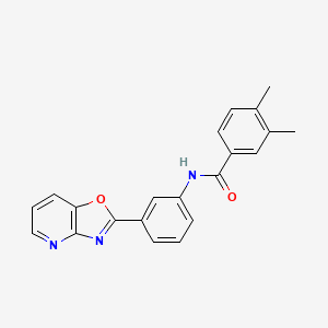 molecular formula C21H17N3O2 B5554044 3,4-二甲基-N-(3-[1,3]恶唑并[4,5-b]吡啶-2-基苯基)苯甲酰胺 