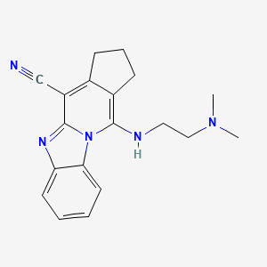 molecular formula C19H21N5 B5554089 11-{[2-(二甲氨基)乙基]氨基}-2,3-二氢-1H-环戊[4,5]吡啶并[1,2-a]苯并咪唑-4-腈 