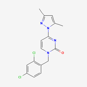 molecular formula C16H14Cl2N4O B5554096 1-(2,4-dichlorobenzyl)-4-(3,5-dimethyl-1H-pyrazol-1-yl)-2(1H)-pyrimidinone 