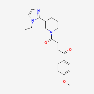 molecular formula C21H27N3O3 B5554147 4-[3-(1-ethyl-1H-imidazol-2-yl)-1-piperidinyl]-1-(4-methoxyphenyl)-4-oxo-1-butanone 