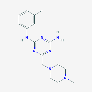 molecular formula C16H23N7 B5554153 N-(3-methylphenyl)-6-[(4-methyl-1-piperazinyl)methyl]-1,3,5-triazine-2,4-diamine 