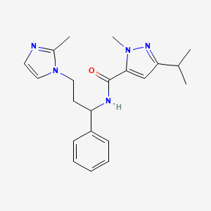 molecular formula C21H27N5O B5554155 3-异丙基-1-甲基-N-[3-(2-甲基-1H-咪唑-1-基)-1-苯基丙基]-1H-吡唑-5-甲酰胺 
