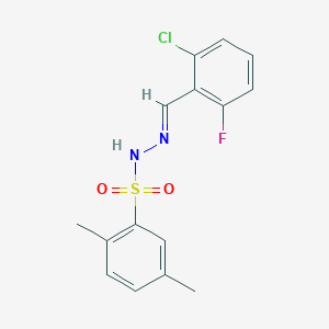 molecular formula C15H14ClFN2O2S B5554206 N'-(2-chloro-6-fluorobenzylidene)-2,5-dimethylbenzenesulfonohydrazide 