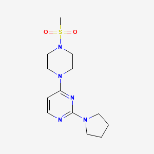 molecular formula C13H21N5O2S B5554208 4-[4-(甲基磺酰基)-1-哌嗪基]-2-(1-吡咯烷基)嘧啶 