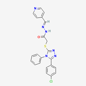 molecular formula C22H17ClN6OS B5554209 2-{[5-(4-chlorophenyl)-4-phenyl-4H-1,2,4-triazol-3-yl]thio}-N'-(4-pyridinylmethylene)acetohydrazide 