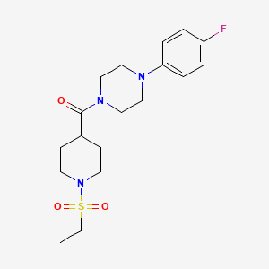 molecular formula C18H26FN3O3S B5554224 1-{[1-(ethylsulfonyl)-4-piperidinyl]carbonyl}-4-(4-fluorophenyl)piperazine 
