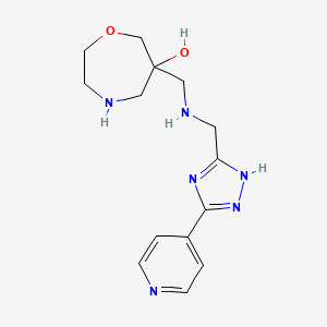 molecular formula C14H20N6O2 B5554305 6-[({[3-(4-pyridinyl)-1H-1,2,4-triazol-5-yl]methyl}amino)methyl]-1,4-oxazepan-6-ol dihydrochloride 