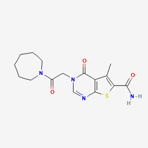 molecular formula C16H20N4O3S B5554320 3-[2-(1-azepanyl)-2-oxoethyl]-5-methyl-4-oxo-3,4-dihydrothieno[2,3-d]pyrimidine-6-carboxamide 
