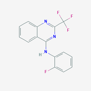 molecular formula C15H9F4N3 B5554321 N-(2-氟苯基)-2-(三氟甲基)-4-喹唑啉胺 