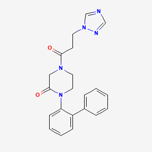 molecular formula C21H21N5O2 B5554323 1-(2-biphenylyl)-4-[3-(1H-1,2,4-triazol-1-yl)propanoyl]-2-piperazinone 