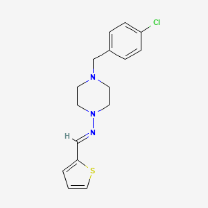 molecular formula C16H18ClN3S B5554369 4-(4-氯苄基)-N-(2-噻吩亚甲基)-1-哌嗪胺 