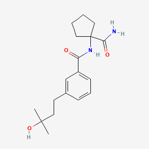 molecular formula C18H26N2O3 B5554396 N-[1-(aminocarbonyl)cyclopentyl]-3-(3-hydroxy-3-methylbutyl)benzamide 