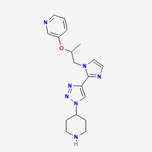 molecular formula C18H23N7O B5554442 3-(1-methyl-2-{2-[1-(4-piperidinyl)-1H-1,2,3-triazol-4-yl]-1H-imidazol-1-yl}ethoxy)pyridine dihydrochloride 