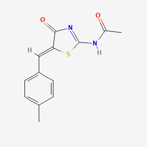molecular formula C13H12N2O2S B5554444 N-[5-(4-甲基苄叉)-4-氧代-1,3-噻唑烷-2-叉]-乙酰胺 