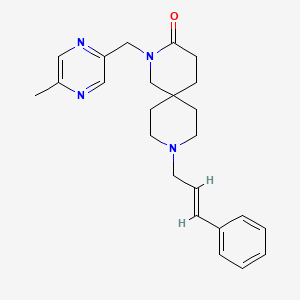 molecular formula C24H30N4O B5554484 2-[(5-甲基吡嗪-2-基)甲基]-9-[(2E)-3-苯基丙-2-烯-1-基]-2,9-二氮杂螺[5.5]十一烷-3-酮 