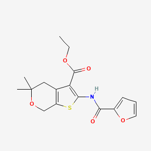molecular formula C17H19NO5S B5554491 ethyl 2-(2-furoylamino)-5,5-dimethyl-4,7-dihydro-5H-thieno[2,3-c]pyran-3-carboxylate 