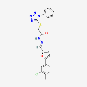 molecular formula C21H17ClN6O2S B5554531 N'-{[5-(3-chloro-4-methylphenyl)-2-furyl]methylene}-2-[(1-phenyl-1H-tetrazol-5-yl)thio]acetohydrazide 