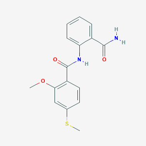 molecular formula C16H16N2O3S B5554542 N-[2-(aminocarbonyl)phenyl]-2-methoxy-4-(methylthio)benzamide 