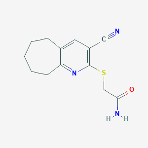 molecular formula C13H15N3OS B5554550 2-[(3-cyano-6,7,8,9-tetrahydro-5H-cyclohepta[b]pyridin-2-yl)thio]acetamide 